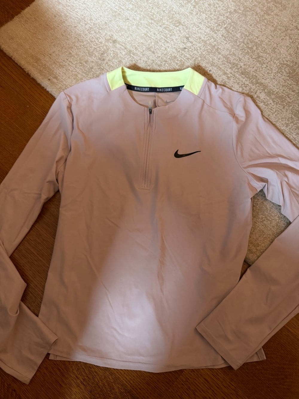 Nike Lavender Quarter-Zip Pullover with Neon Yellow Trim
